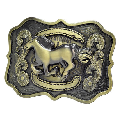 Unisex Running Horse Country Western Belt Buckle - Monster Steel