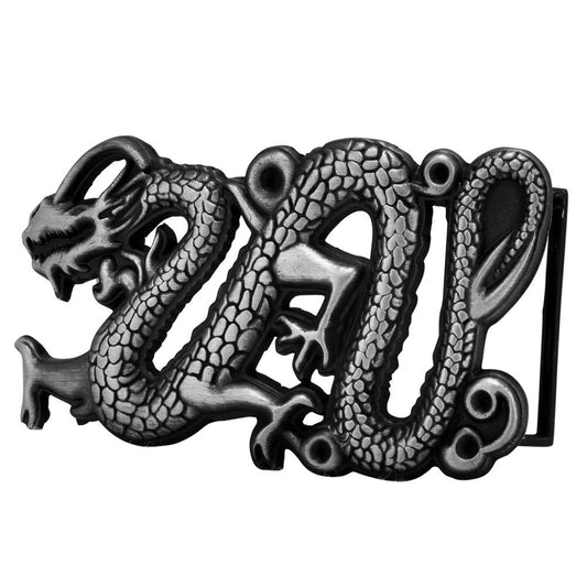 Silver 3D Ancient Chinese Dragon Belt Buckle Tattoo China