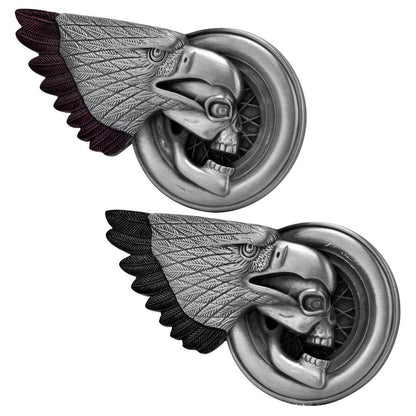 Unisex Skull Eagle Biker Wheel Demon Belt Buckle Silver Tone