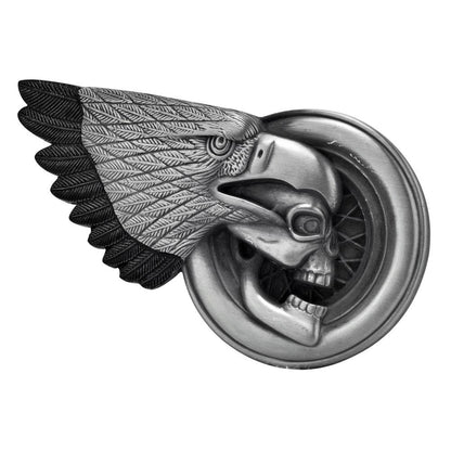 Unisex Skull Eagle Biker Wheel Demon Belt Buckle Silver Tone