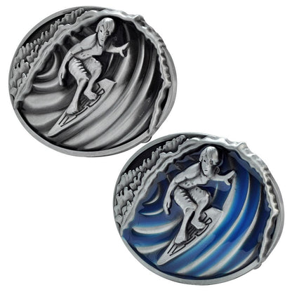 Men's Surfer On A Wave Ocean Surfing  Hipster Belt Buckle