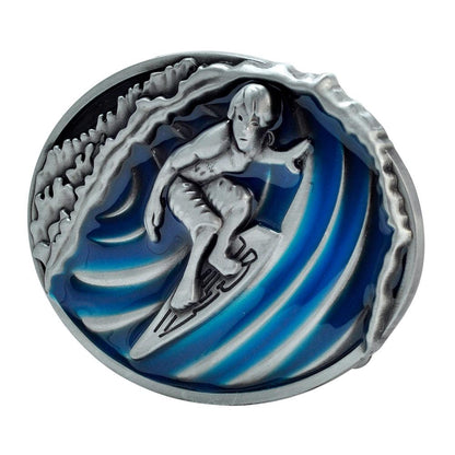 Men's Surfer On A Wave Ocean Surfing  Hipster Belt Buckle