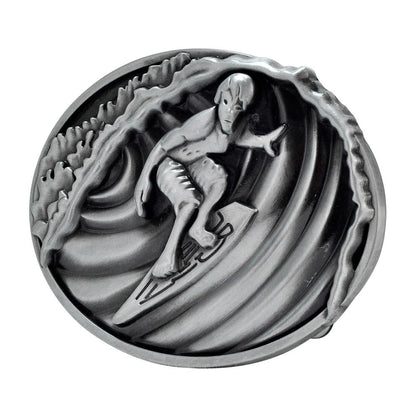 Men's Surfer On A Wave Ocean Surfing  Hipster Belt Buckle