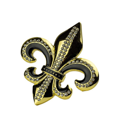 Clear Rhinestone Encrusted Fleur de Lis Belt Buckle by Hot Buckles in Black, Gold or Silver