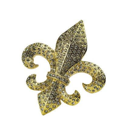 Clear Rhinestone Encrusted Fleur de Lis Belt Buckle by Hot Buckles in Black or Gold - Monster Steel