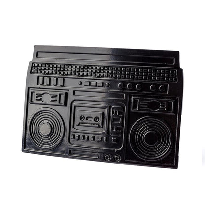 Belt Buckle by Hot Buckles Features Old School Boombox in Black or Gold - Monster Steel