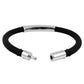 8" Unisex Black Rubber and Stainless Steel Bracelet with Clasp