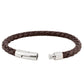 Brown Braided Leather Bracelet with Fancy Stainless Steel Clasp