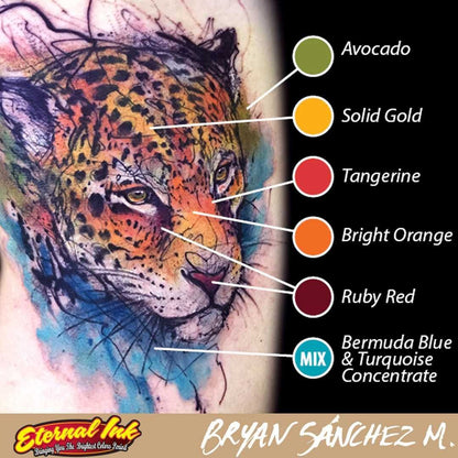 Eternal Tattoo Ink - Bryan Sanchez M. Watercolor Ink Set of 12 - 1oz Bottles Example 2