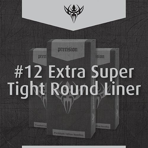 #12 Extra Super Tight Round Liner Precision Tattoo Needles - Box of 50