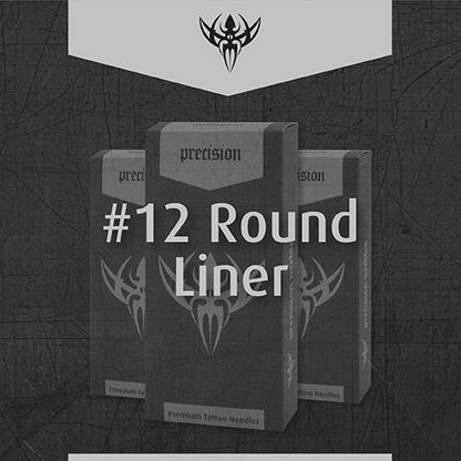 #12 Standard Round Liner Precision Tattoo Needles - Box of 50 - Monster Steel