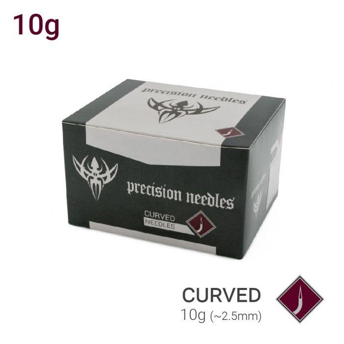 10g Sterilized Curved Precision Piercing Needles - Box of 50