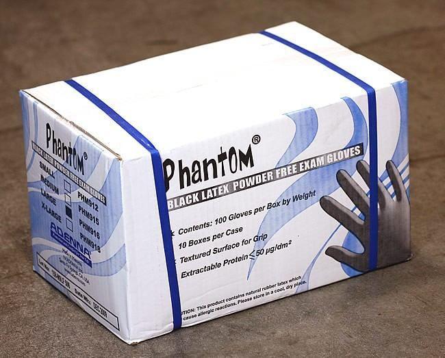 Box of Black Phantom Medical Latex Gloves