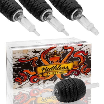 1.5" Ruthless Knurled Sterile Black Disposable Tattoo Grips 38MM Box of 25 - Monster Steel