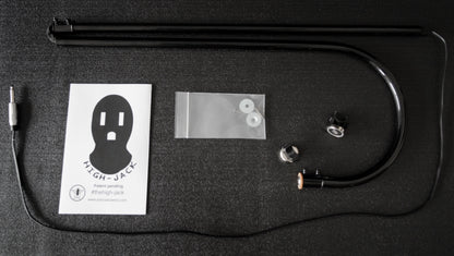 The High-Jack by Joshua Bowers — 5’ Magnetic Crane for Tattoo Workstation (box contents)