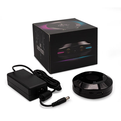 Box contents with FK Irons Hover Touchless Tattoo Power Supply and power cord