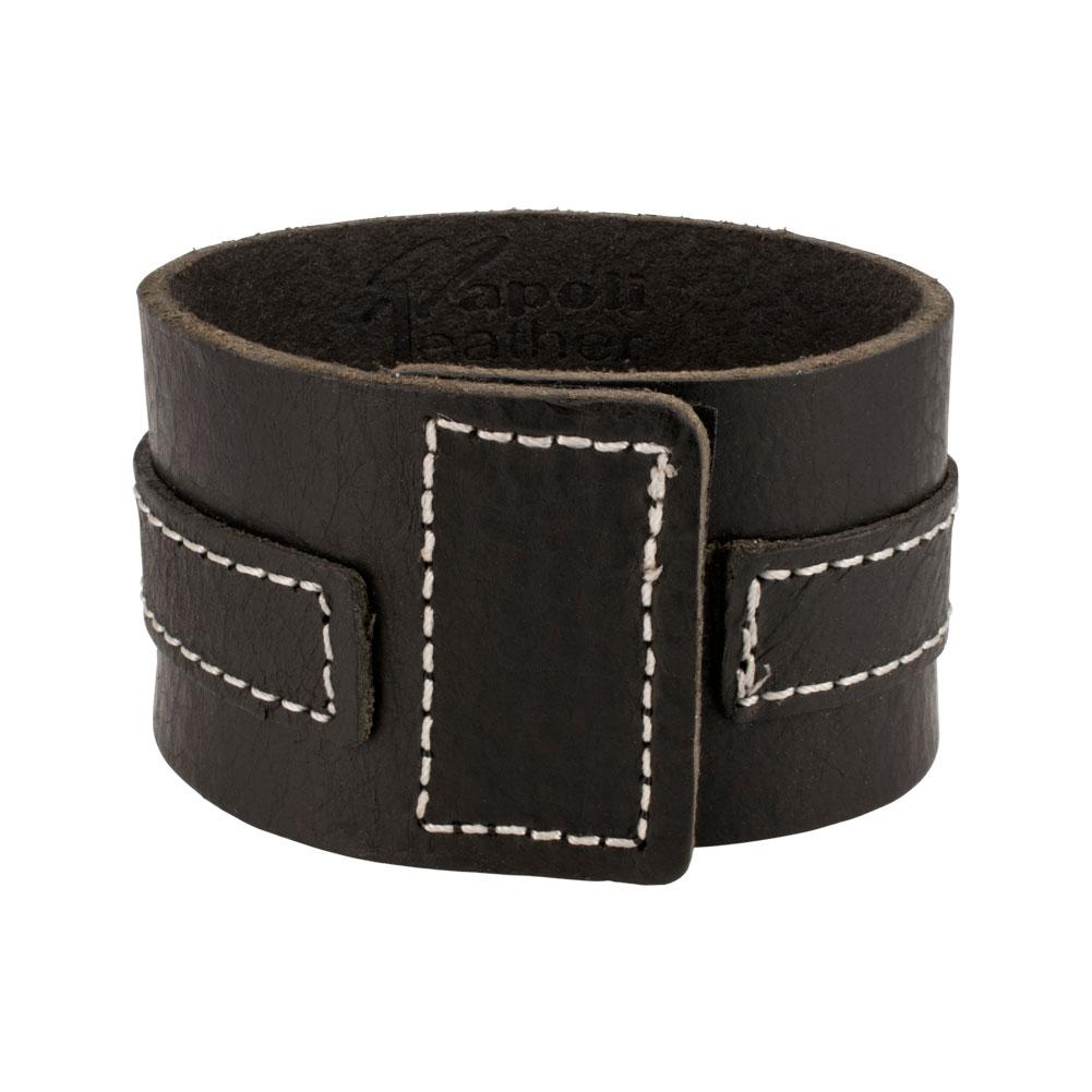 Distressed Black Italian Leather Cuff Bracelet