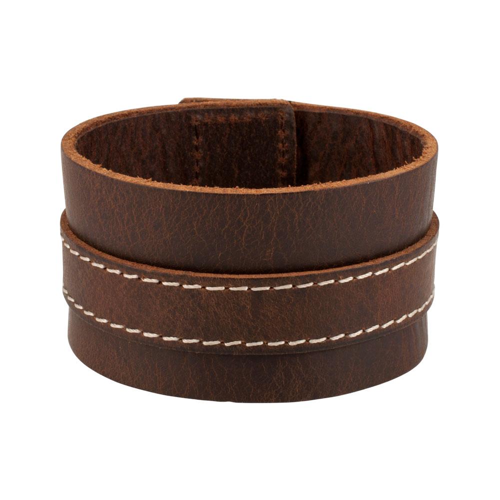 Distressed Brown Italian Leather Cuff Bracelet