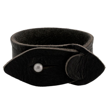 Black Distressed Leather Slit Closure Bracelet