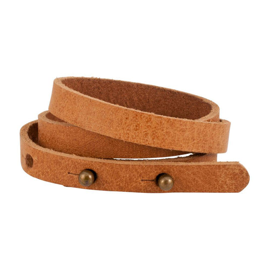 Brown Triple Wrap Thin Slit Closure Leather Bracelet