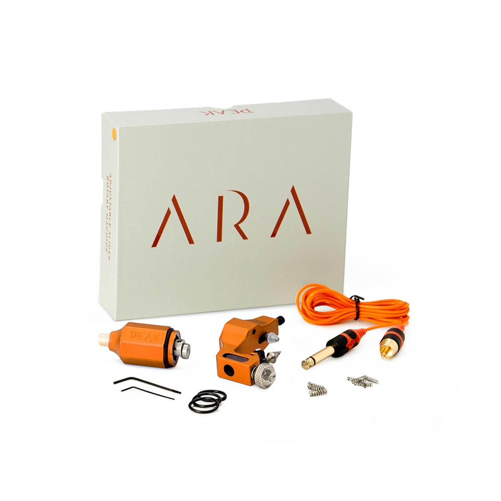 Peak Ara Adjustable Slider Tattoo Machine — Orange (box)