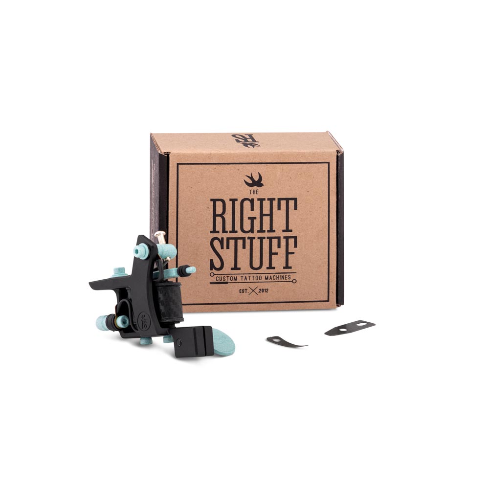 Right Stuff miniDOZZER TrueLiner Coil Tattoo Machine — Black/Mint (box)