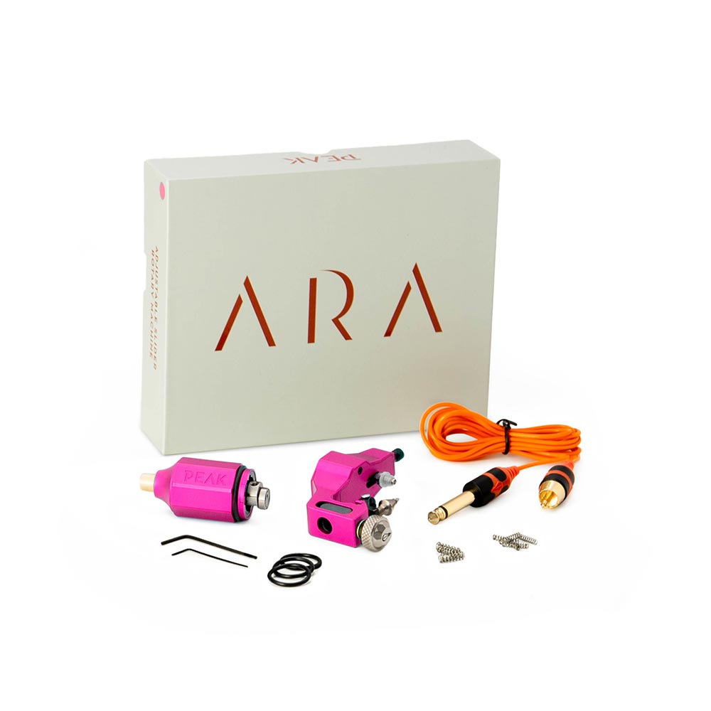 Peak Ara Adjustable Slider Tattoo Machine — Pink (box)