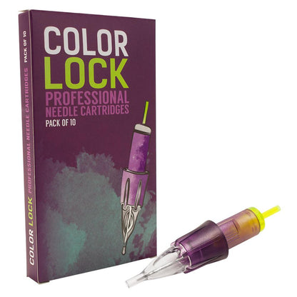 Color Lock Tattoo Needle Cartridges | Round Tip | Box of 10 - Monster Steel