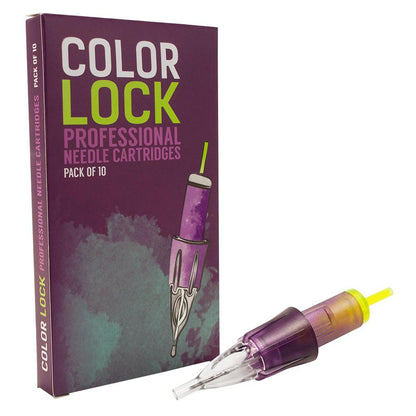 Color Lock Tattoo Needle Cartridges | Round Tip | Box of 10 - Monster Steel