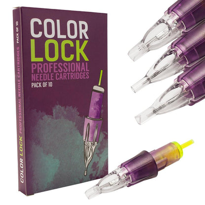 Color Lock Tattoo Needle Cartridges | Open Tip | Box of 10 - Monster Steel