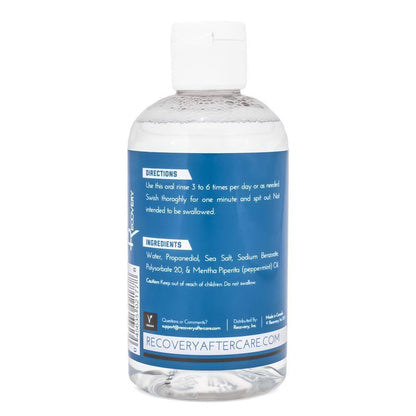 Recovery Aftercare Sea Salt Mouth Rinse - Alcohol Free Oral Piercing Aftercare - 8oz - Price Per Case - Monster Steel