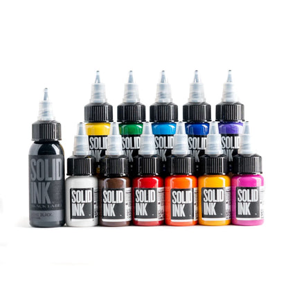 12 Color Mini Travel Set - Solid Ink - 1/2oz Bottles - Monster Steel