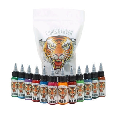 Chris Garver 12 Color Set - Solid Ink - 1oz Bottles - Monster Steel
