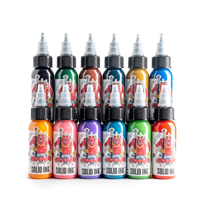 Horitomo 12 Color Set - Solid Ink - 1oz Bottles - Monster Steel