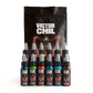 Victor Chil 12 Color Set — Solid Ink — 1oz Bottles (stacked shot of bottles in front of bag)