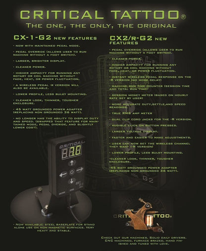 Critical Tattoo - CX-1 Generation 2 - Micro Power Unit Black Power Supply - Monster Steel